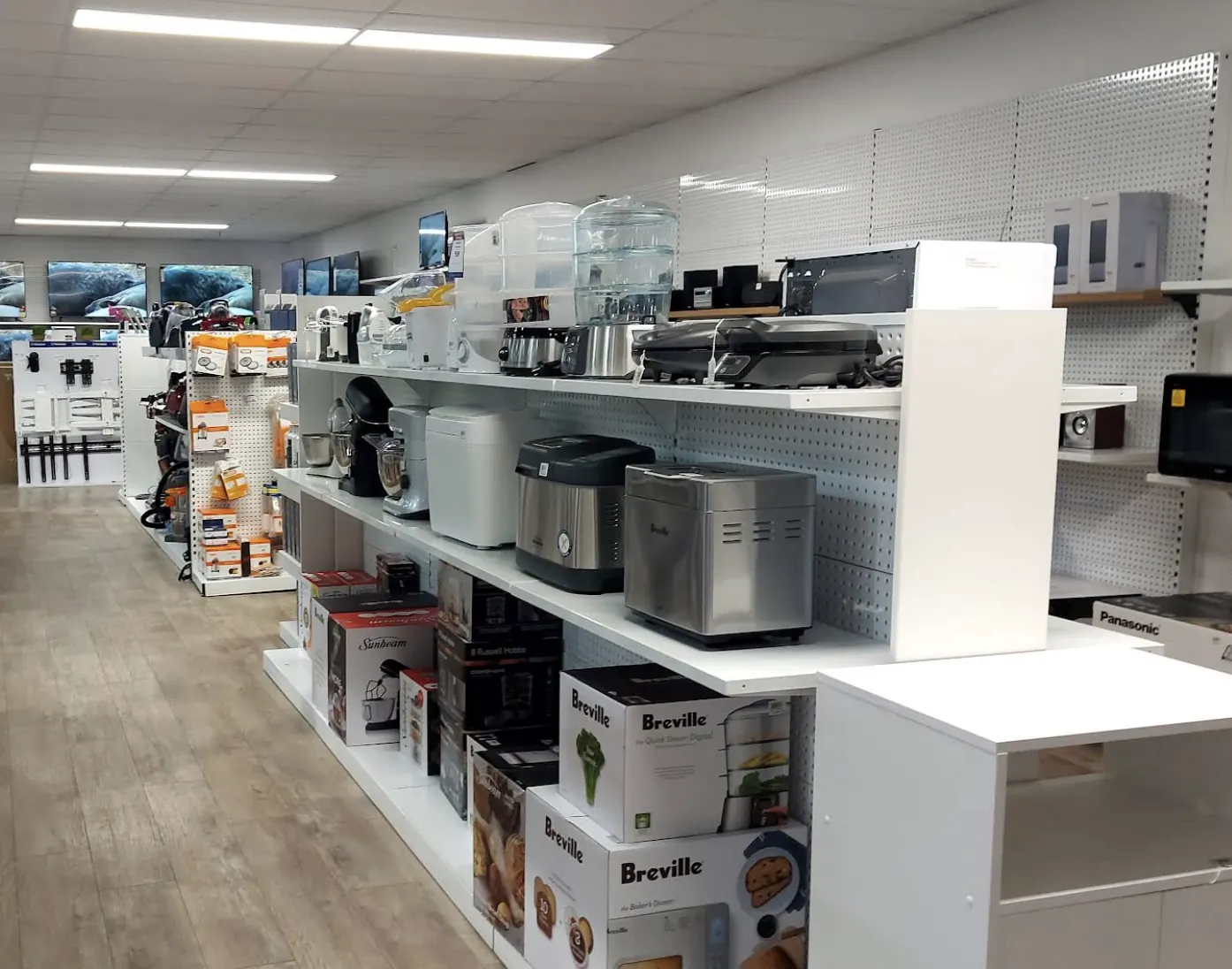 Kitchen appliances including mixers, kettles and bread makers on display in the Whitehouse Furnishers Katherine store