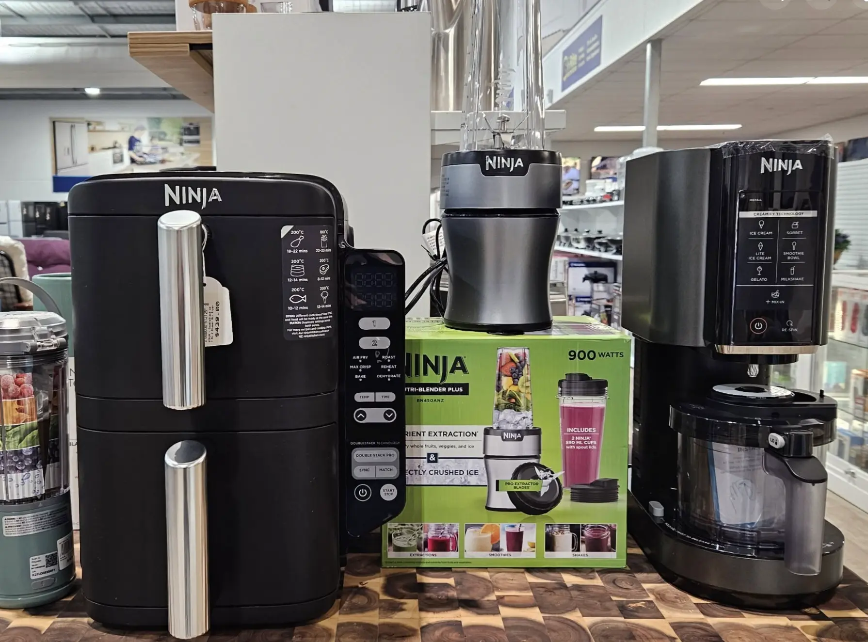 Ninja air fryer, blender and ice cream maker on display in the Whitehouse Furnishers Katherine appliance department
